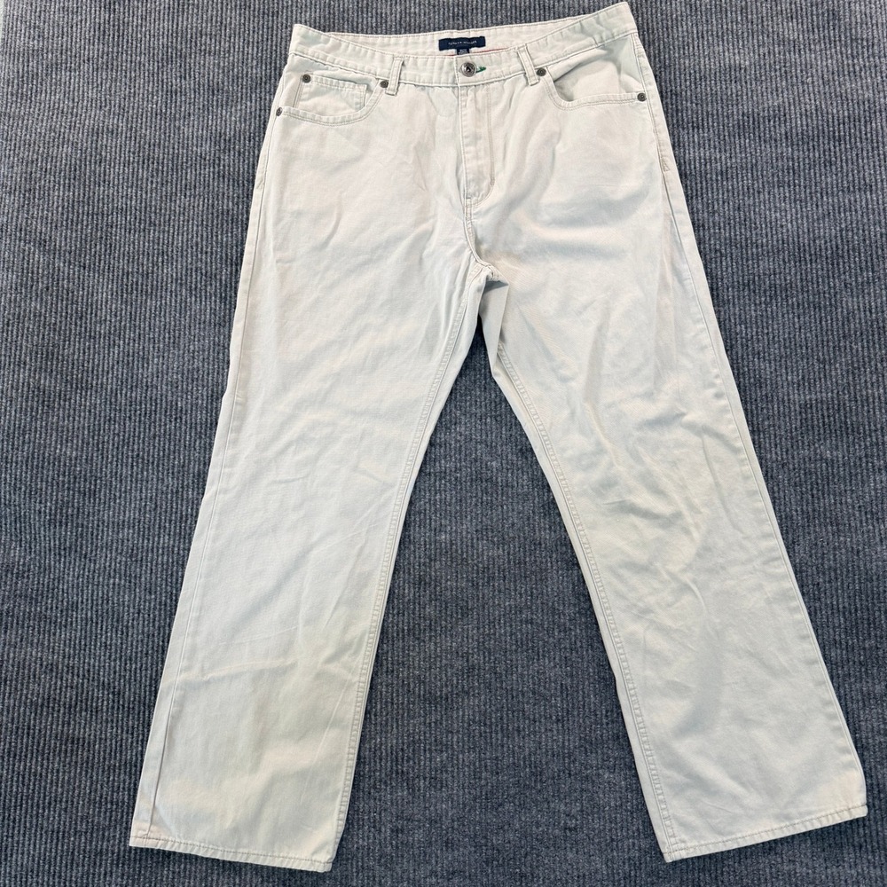 Tommy Hilfiger Mens Khaki Twill Pants 36x32 Classic Casual 5-Pocket Straight Leg